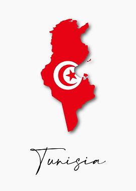 Tunisia Country Map Flag