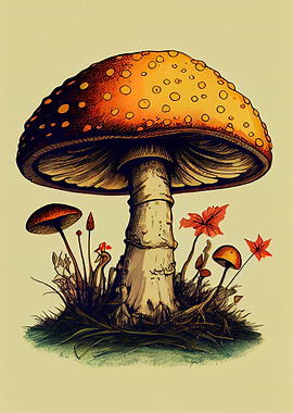 Mushrooms Hand Drawn