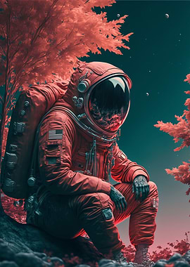 Astronaut and Sakura Tree