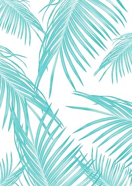 Soft Turquoise Palm Leaves