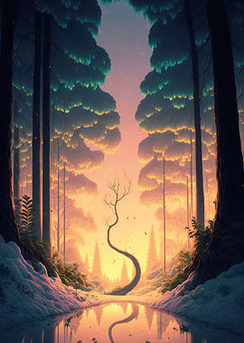 Dancing tree in the forest