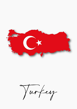 Turkey Country Map Flag