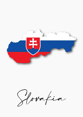 Slovakia Country Map Flag
