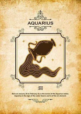 aquarius retro zodiac star