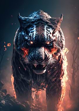 Tiger in fire