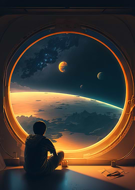 Kid looking down to earth