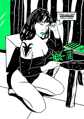 Sexy comic girl with book