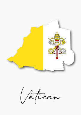 Vatican Country Map Flag