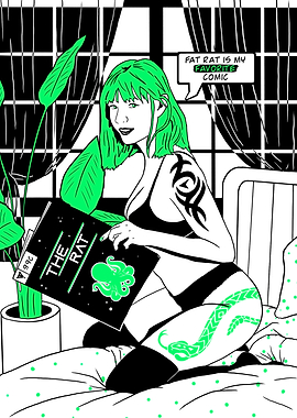 sexy girl reading comic