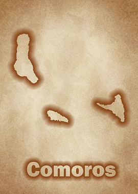 Comoros map vintage glow