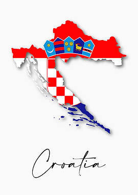 Croatia Country Map Flag