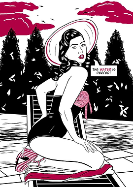 Pinup girl poollside