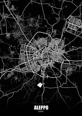 Aleppo Syria Dark Map