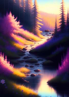 mountains with lake nature