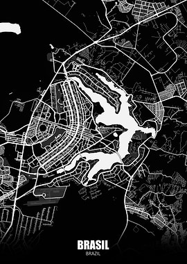 Brasil Brazil Dark Map