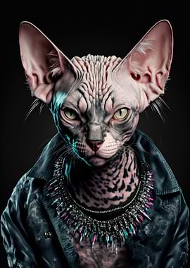 Glam leopard sphynx cat