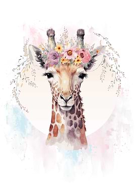 Floral Giraffe Painting