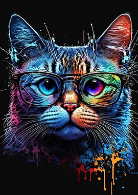 Neon NERD Cat