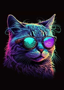 Neon NERD Cat