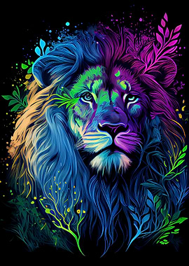 Abstract Colorful Lion
