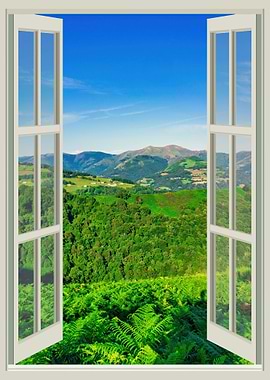 Open window view mountain