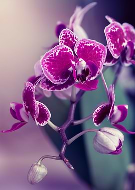 Pink purple orchids, macro
