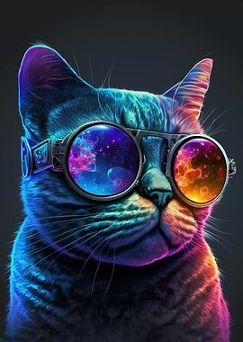 Neon NERD Cat