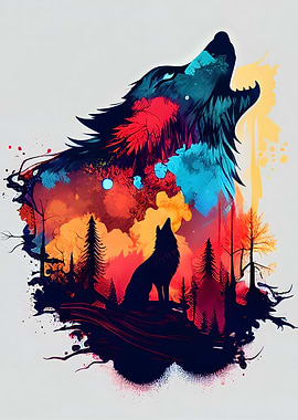 wolf art poster
