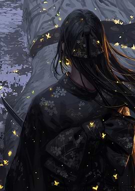 Kimono girl with katana