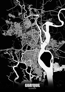 Guayquil Ecuador Dark Map