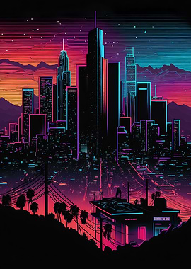 Neon Los Angeles Skyline