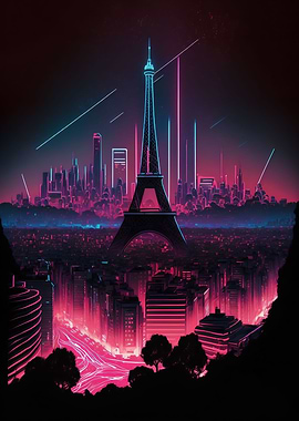 Neon Paris Skyline