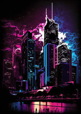 Neon Brisbane Skyline