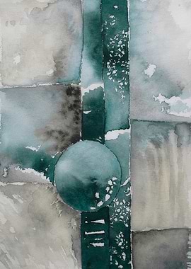 Teal beige abstract