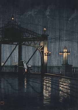 Ukiyo e Shinohashi Bridge