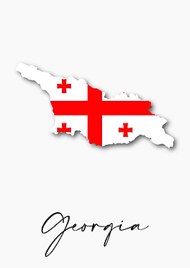 Georgia Country Map Flag