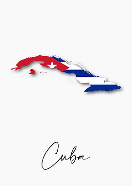 Cuba Country Map Flag