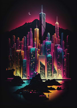 Neon Hong Kong Skyline