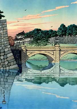 Ukiyo e Nijubashi Bridge