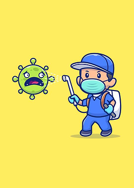 People Spray Virus Cartoon
