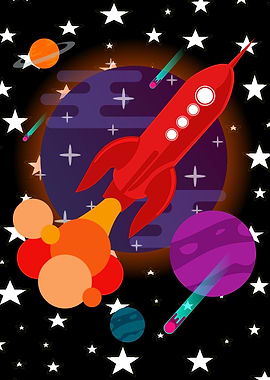 Colorful Space Rocket