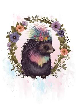 Cute Floral Porcupine Art