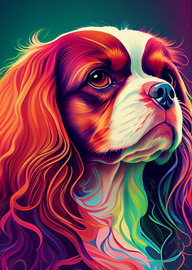 Cavalier King Colorful Dog