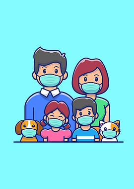 Family Wearing Mask