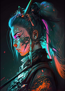 Neon Female Samurai V2