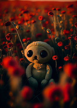Alien in a poppy field