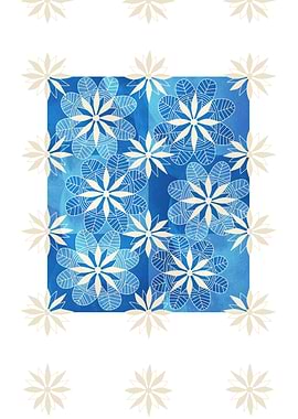 Floral Mandala Cream Blue