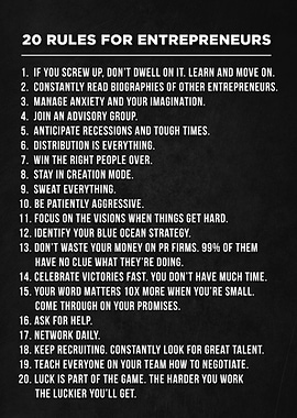 20 Rules for Entrepreneurs