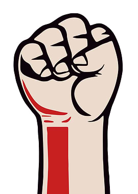 Fist clenched raised poste