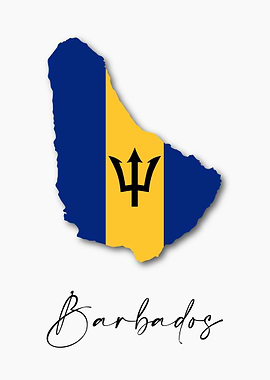 Barbados Country Map Flag
